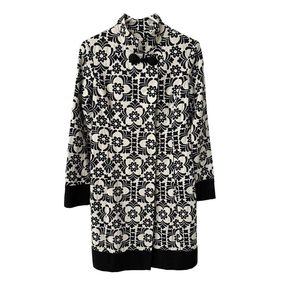 Vintage NWT Lilly Pulitzer Womens Size 0 Ivory Black Daria Cotton Jacquard Coat